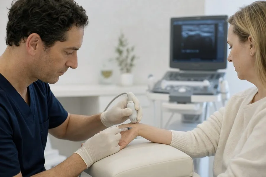 Ultrasound-guided hand injection